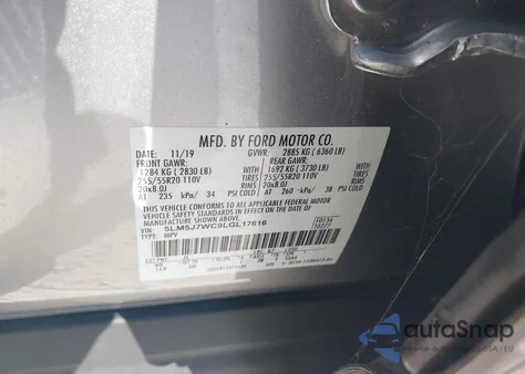 2020 Lincoln Aviator Reserve z USA, uszkodzony, nr VIN 5LM5J7WC9LGL17616